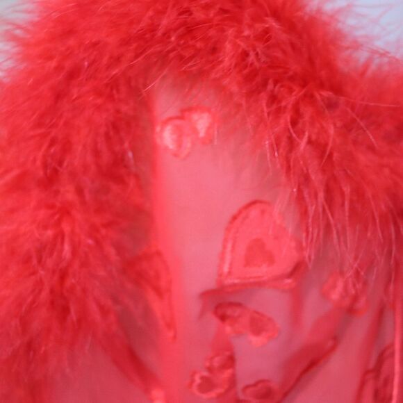 Inner Most Vintage Red Heart Chemise Lingerie Feather Trim Medium - Picture 5 of 13